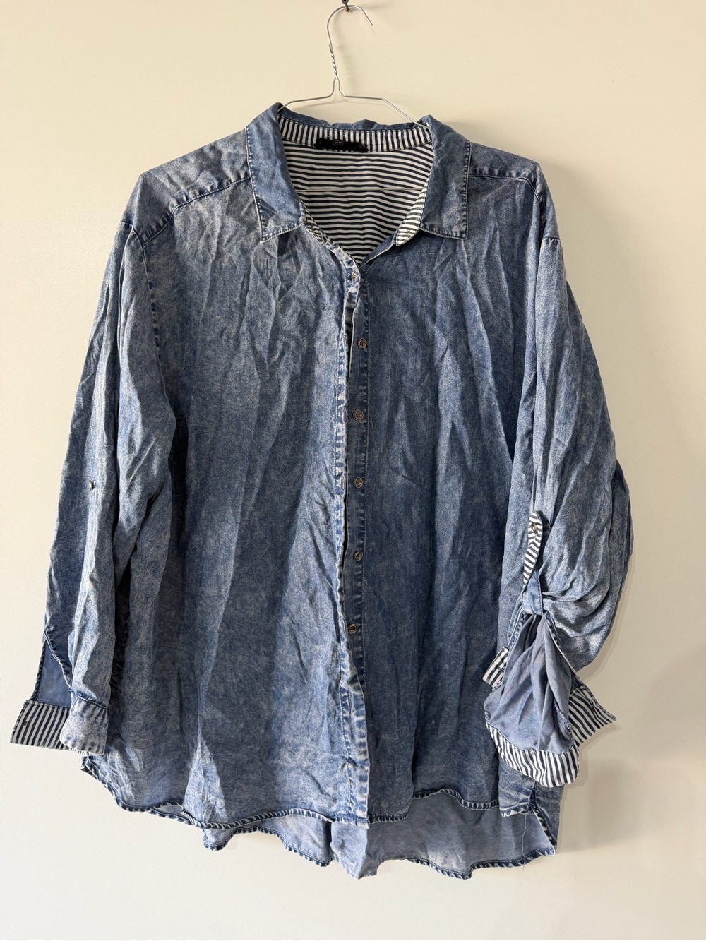 Jane and Delancey Light Blue Washed Denim Button-Down Shirt